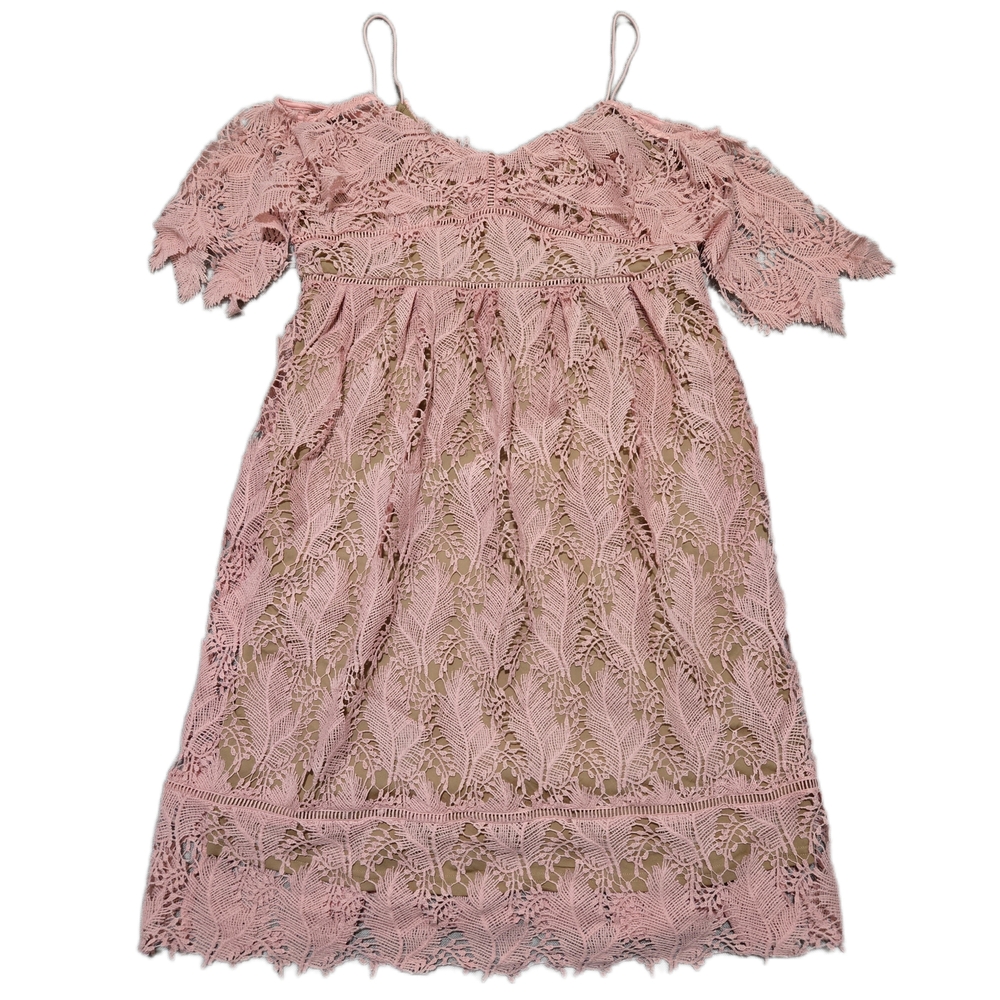 Motherhood Maternity Pink Lace With Tan Lining Off The Shoulder Dress Medium